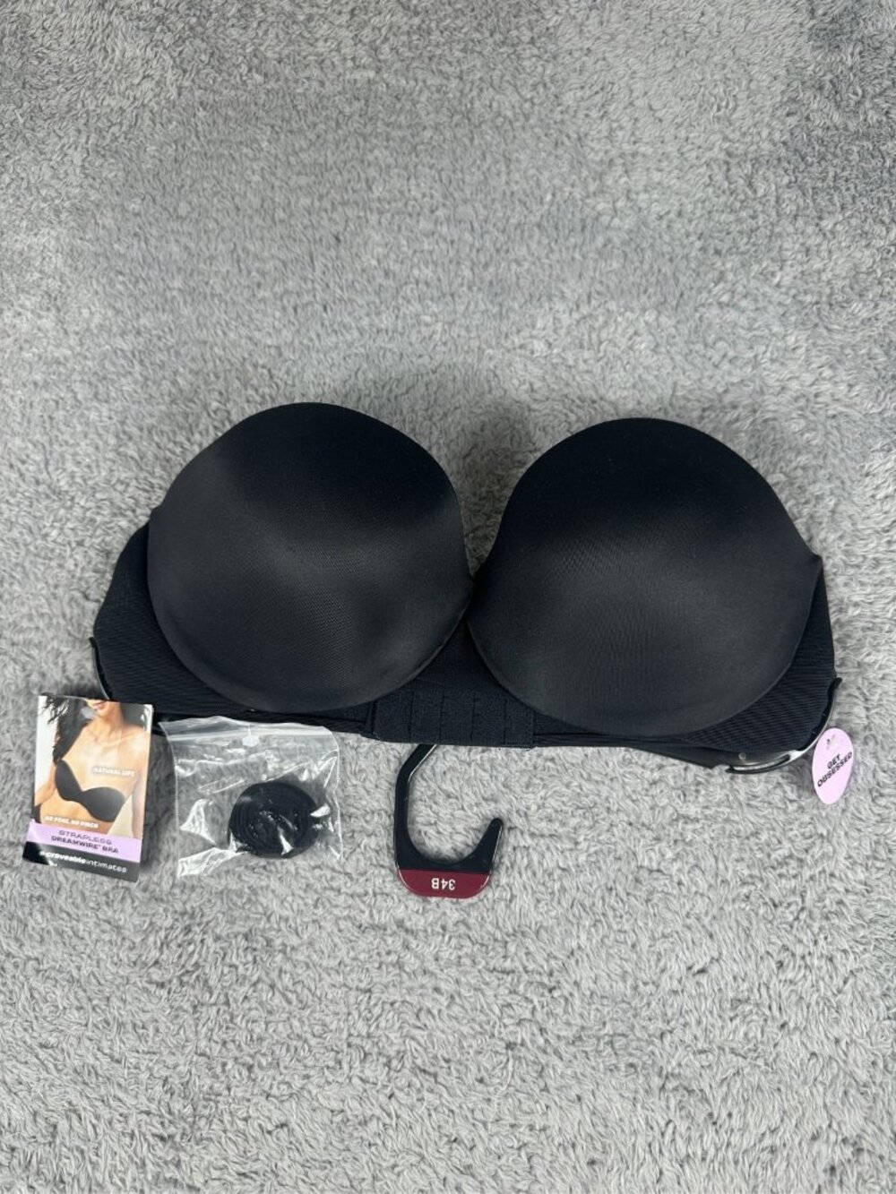 Maidenform Dreamwire Strapless Lift Bra Black Size 34B Underwire